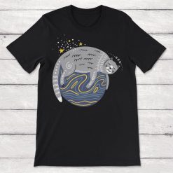 Whimsical Cat Sleeping on a Planet Unisex T-Shirt