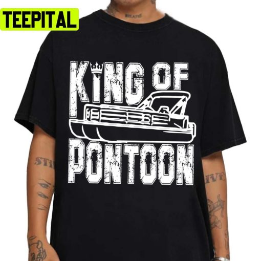 White Text Art Trending King Of The Pontoon Unisex T-Shirt