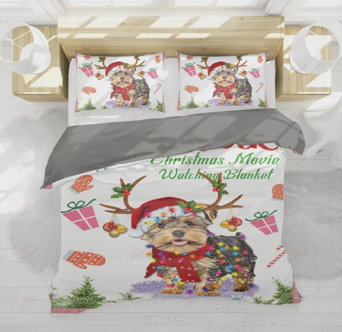 Yorkshire Terrier Christmas Movie Watching Blanket Cotton Bedding Sets