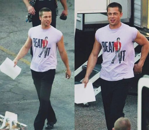 2022 Michael Jackson Beat It Tour Brad Pitt Wearing A Michael Jackson Unisex T-Shirt