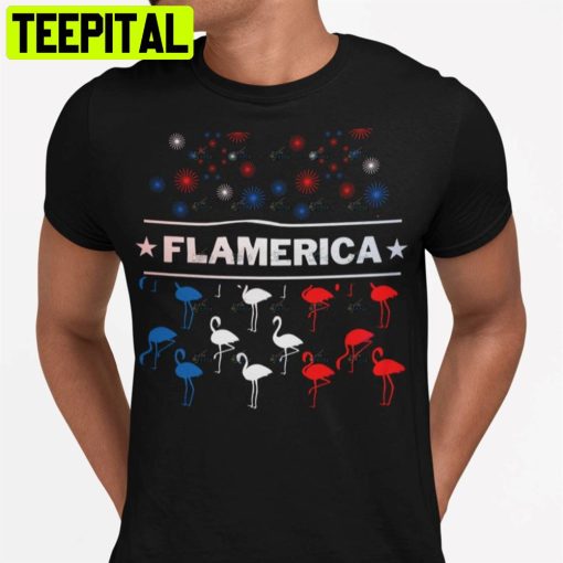 4th Of July Flamingo Unisex T-Shirt