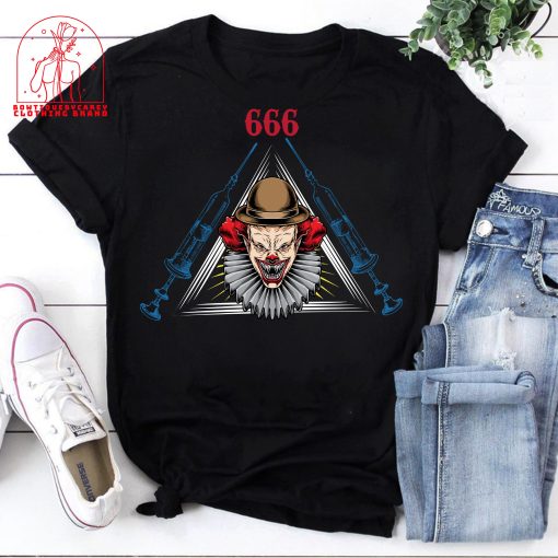 666 Pennywise Vaccine Pennywise Horror Movie Horror Characters Stephen King Halloween Unisex T-Shirt