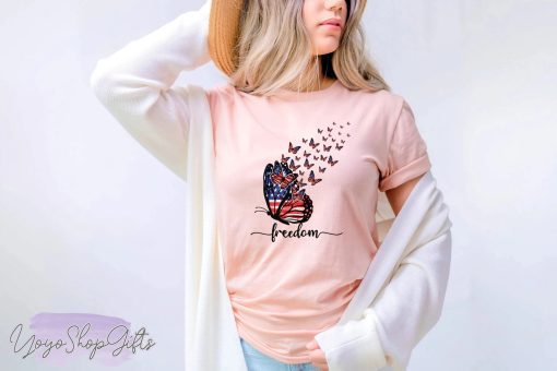 America Freedom Butterfly 4th Of July Unisex T-Shirt