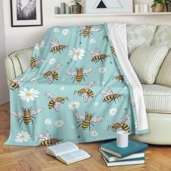 Bee And White Daisy Best Seller Fleece Blanket Throw Blanket Gift