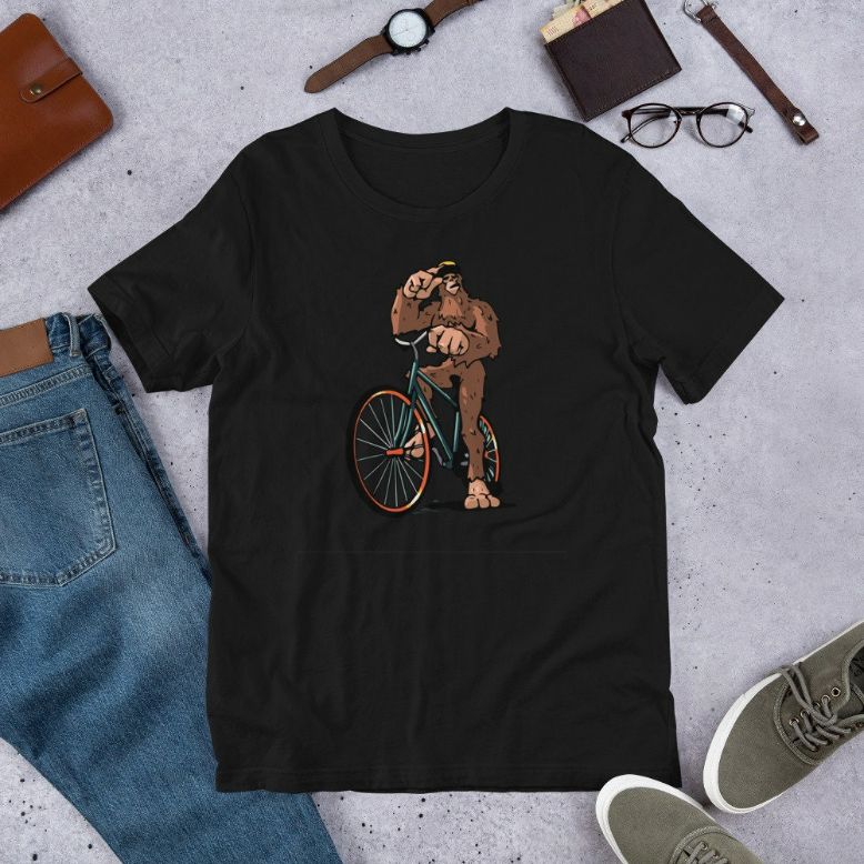 Bigfoot Biking Mountain Bike MTB Funny Biker Sasquatch Short-Sleeve Unisex T-Shirt