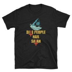 Bite People Hail Satan VIntage Retro Shark Novelty T-Shirt