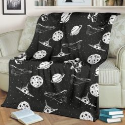 Black And White Space Astronauts Best Seller Fleece Blanket Throw Blanket Gift