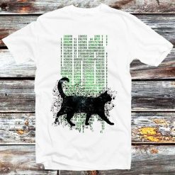 Black Cat Matrix Vintage Retro Unisex T-Shirt