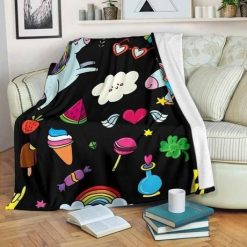 Black Girly Unicorn Best Seller Fleece Blanket Throw Blanket Gift