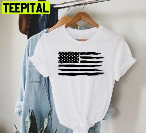 Black Usa Flag Unisex T-Shirt