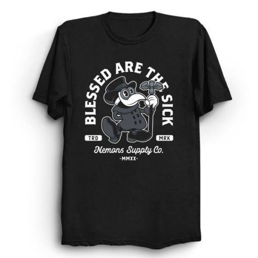 Blessed Are The Sick Vintage Cartoon Plague Doctor Creepy Cute Goth Macabre Occult Heavy Metal Unisex T-Shirt