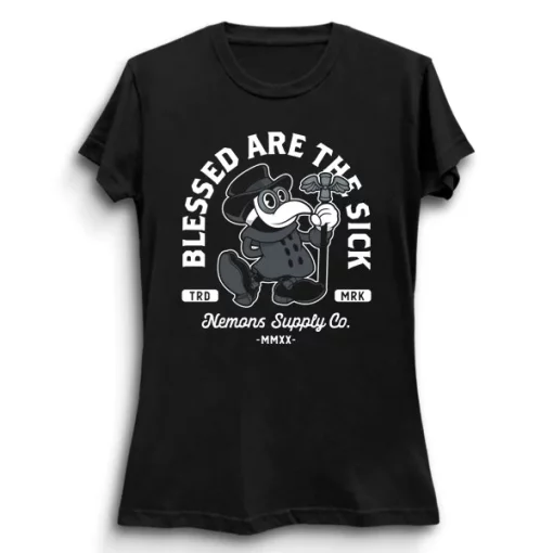 Blessed Are The Sick Vintage Cartoon Plague Doctor Creepy Cute Goth Macabre Occult Heavy Metal Unisex T-Shirt