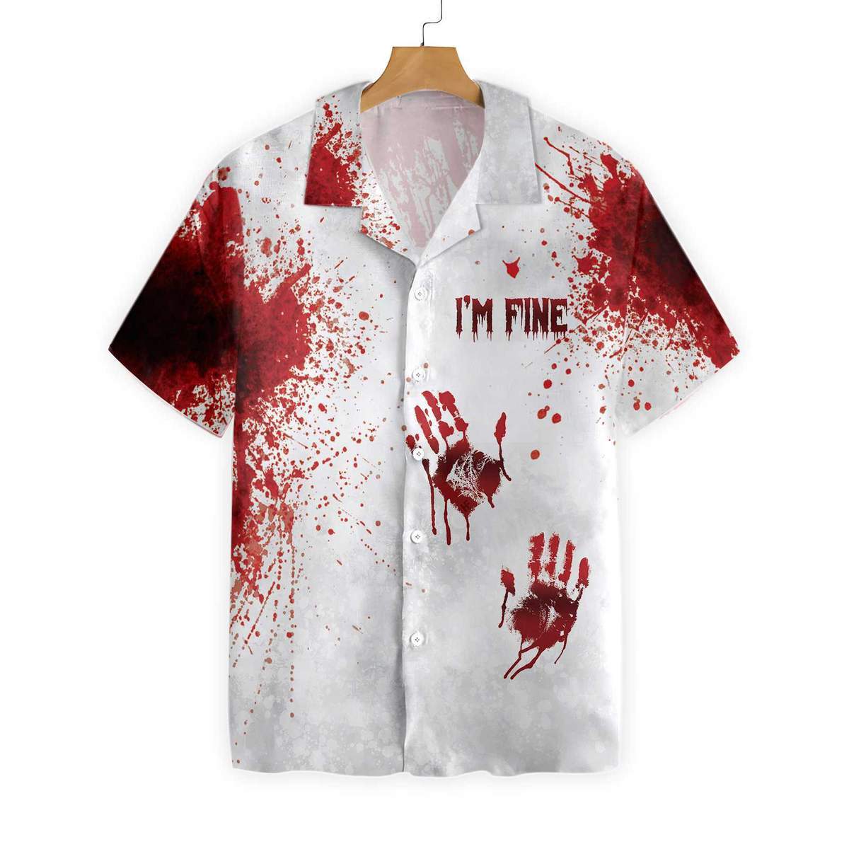 Blood Splatter I’m Fine 3d All Over Print Summer Button Design For Halloween Hawaii Shirt