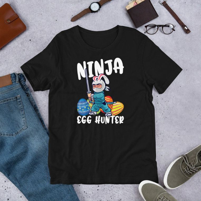 Bunny Ninja Cute Egg Hunter Easter Day Short-Sleeve Unisex T-Shirt