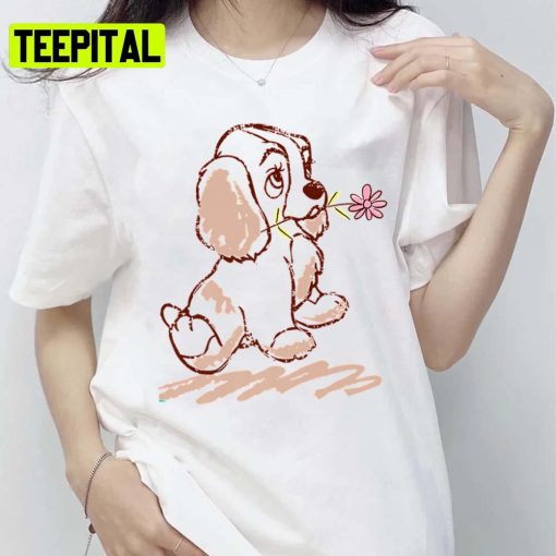 Cartoon Puppy Sketch Lady And The Tramp Unisex T-Shirt