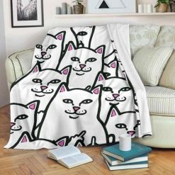 Cat Ripndip Middle Finger Fleece Blanket Throw Blanket Gift