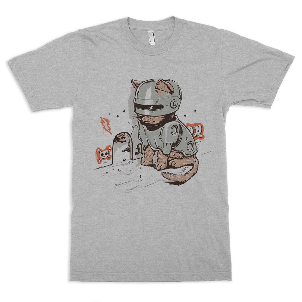 Cat Robocop Graphic Art Unisex T-Shirt