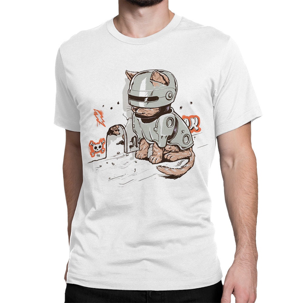Cat Robocop Graphic Art Unisex T-Shirt
