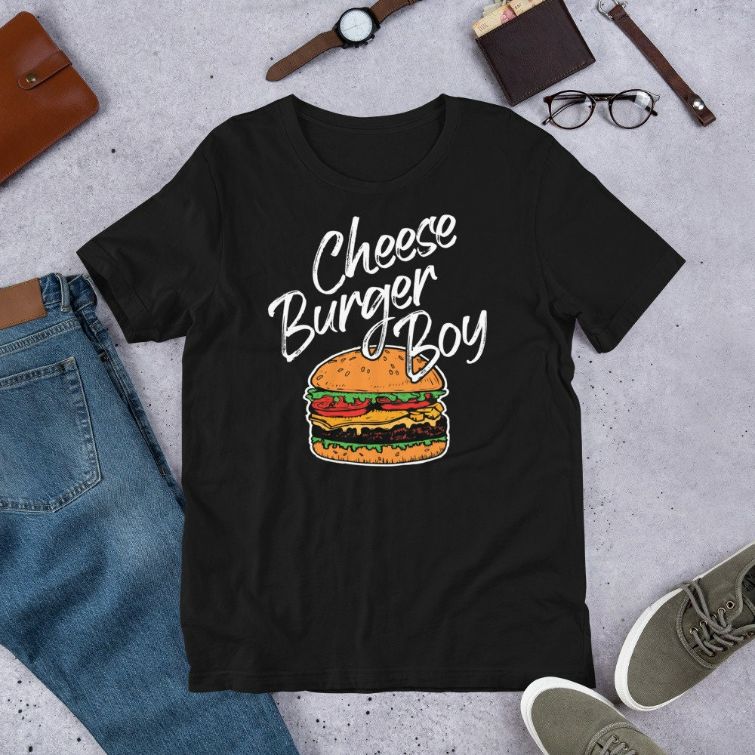 Cheeseburger Boy Funny Hamburger Fast Food Pun National Day Short-Sleeve Unisex T-Shirt