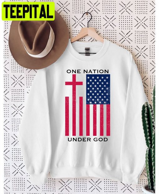 Christian One Nation Under God Blessed Is Nation American Flag Unisex Sweatshirt