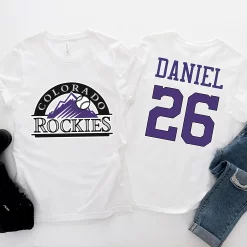 Colorado Rockies Cricut Colorado Customized Text Number Baseball Mlb 2022 Unisex T-Shirt