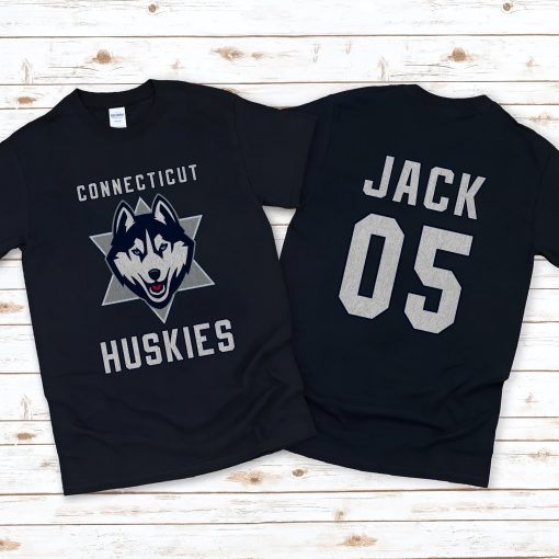 Connecticut Huskies Basketball Nba Sports Front Back Customized Text Number Unisex T-Shirt