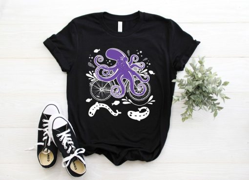 Cool Octopus Riding A Bike Shirt