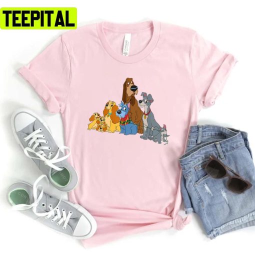 Cute Dogs Design Lady And The Tramp Unisex T-Shirt