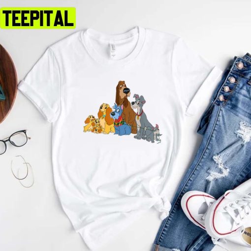 Cute Dogs Design Lady And The Tramp Unisex T-Shirt