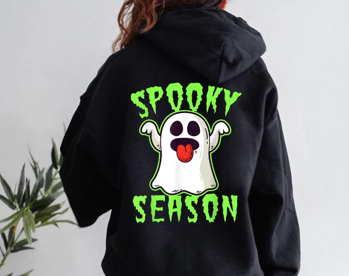 Cute Ghost Spooky Season Words On Back Halloween Hoodie