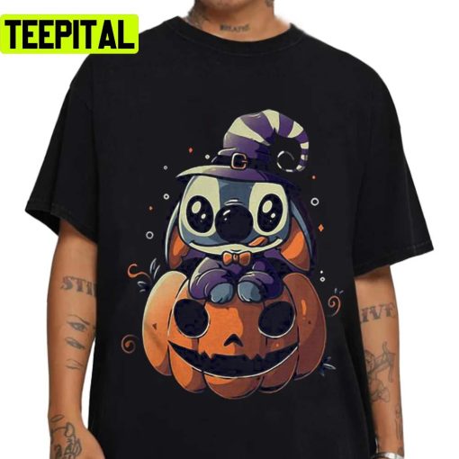 Cute Halloween Pumpkin Vintage Retro Art Stitch Unisex T-Shirt