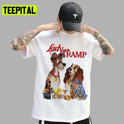 Cute Illustration Cartoon Lady And The Tramp Unisex T-Shirt