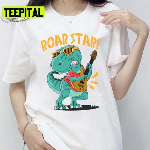 Cute Rex Musician Dinosaur Guitar Rex Dinosaur Rawr Star T Rex Rock Band Marc Bolan Unisex T-Shirt