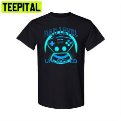 Dad Level Unlocked Blue Glow Unisex T-Shirt