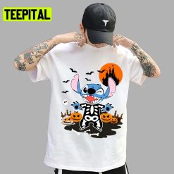 Design For Halloween Stitch Skeleton Halloween Night Unisex T-Shirt