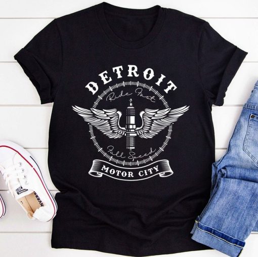 Detroit Michigan Black Detroit The Motor City Ride Fast Full Speed Unisex T-Shirt