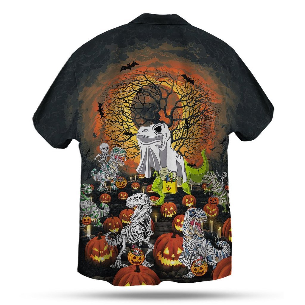 Dinosaur 3d All Over Print Summer Button Design For Halloween Hawaii Shirt