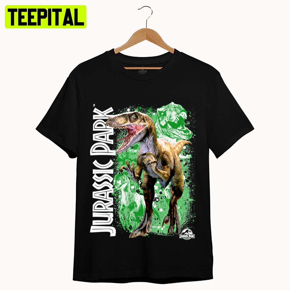 Dinosaur Paint Splatter Collage Jurassic Park Unisex T-Shirt