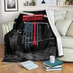 Feel Safe At Night Sleep With A Mechanic Best Seller Fleece Blanket Throw Blanket Gift