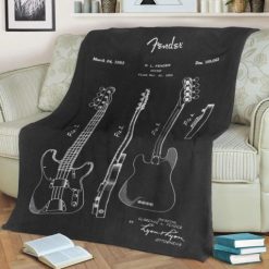 Fender Bass Blueprint Best Seller Fleece Blanket Throw Blanket Gift