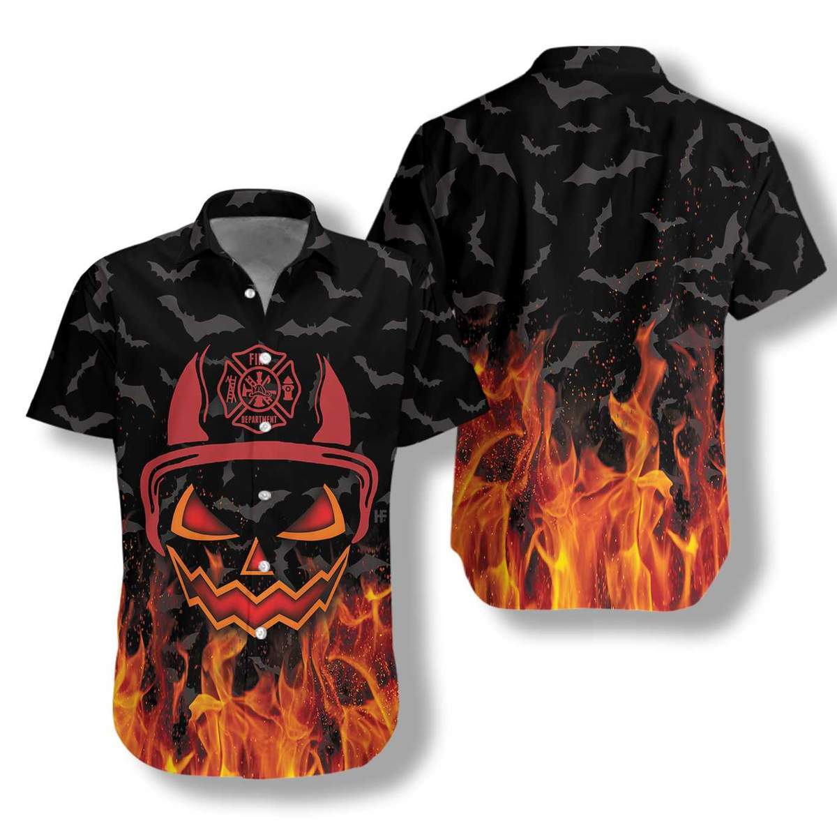 Firefighter 3d All Over Print Summer Button Design For Halloween Hawaii Shirt