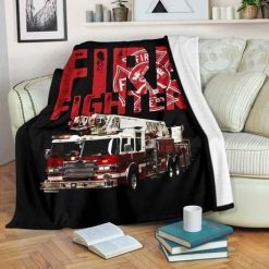 Firefighter Love Fleece Blanket Throw Blanket Gift 1