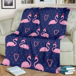 Flamingo Christmas Polka Dot Blue Bestseller Fleece Blanket Throw Blanket Gift