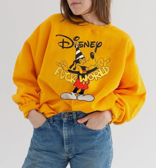 Fluto Fuck World Funny Disney Character Fluto Fuck You Unisex Sweatshirt