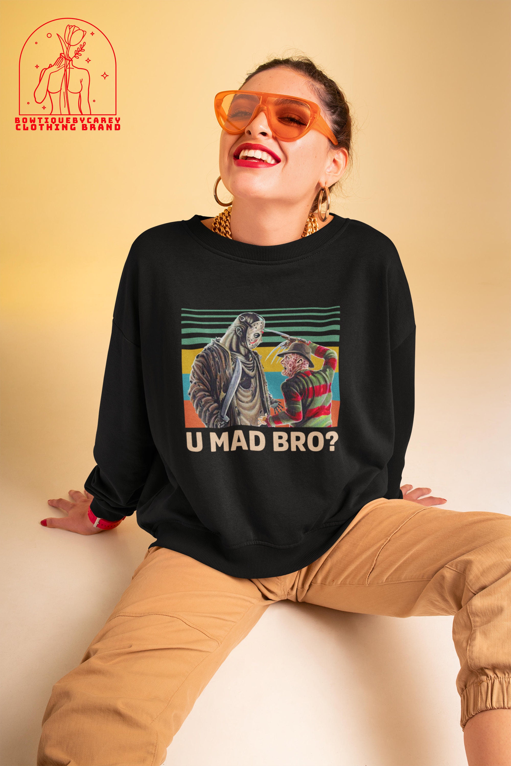 Freddy Krueger And Jason Voorhees U Mad Bro Horror Movie Horror Characters Halloween Unisex T-Shirt