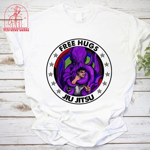 Free Hugs Jiu Jitsu Funny Octopus Brazilian Jiu Jitsu Bjj Unisex T-Shirt