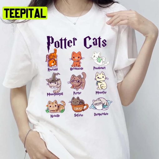 Funny Cats Cosplay Potter Pawter Kitten Halloween Day Kids Unisex T-Shirt