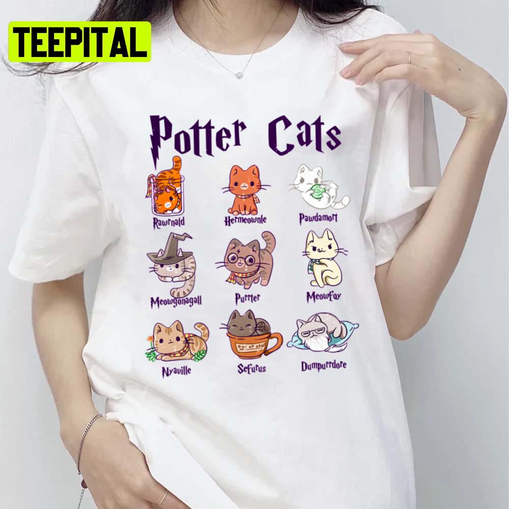 Funny Cats Cosplay Potter Pawter Kitten Halloween Day Kids Unisex T-Shirt