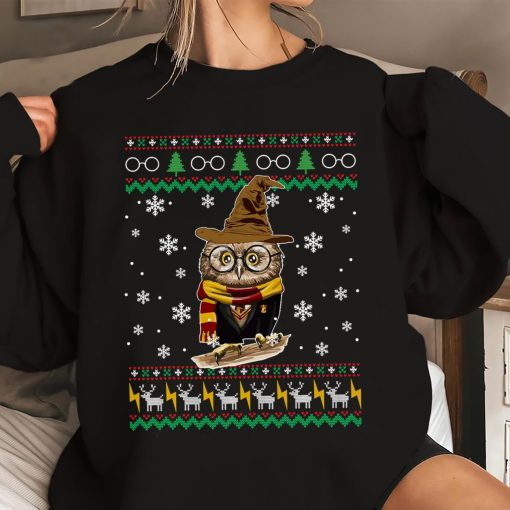 Funny Cute Owl Harry Magical Wizard Potter Christmas Unisex T-Shirt