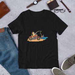 Funny Dog Riding While Fishing Dogs T-Shirt